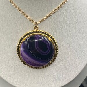 Purple Agate Pendant Necklace